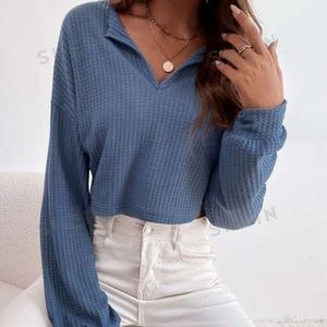 NWOT Shein Blue Crop Long Sleeve